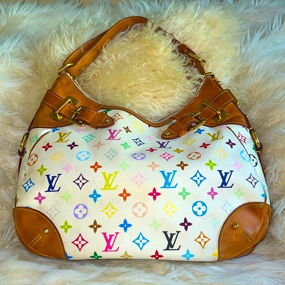 Louis Vuitton White Monogram Multicolored Greta Bag Takashi Murakami